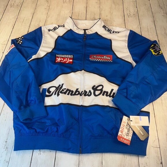 Members Only Sport Team Racing Windbreaker Jacket Mens Size XL Blue Full Zip - Picture 1 of 10
